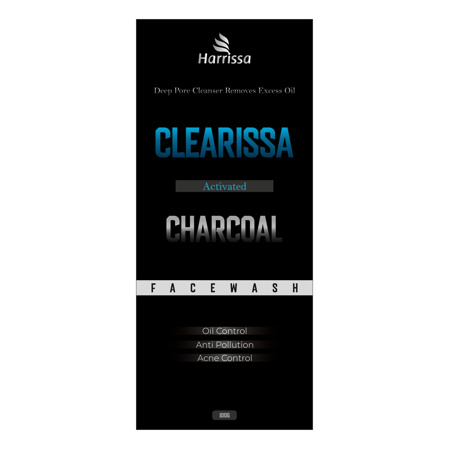 Clearissa Charcoal Face Wash 100g | Deep Cleansing & Oil Control Face Cleanser