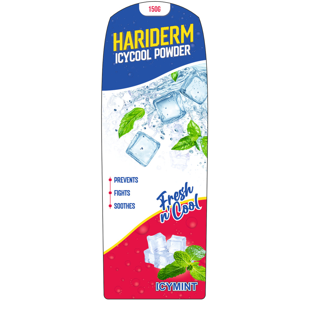 Hariderm Icycool Powder Icymint 150g | Cooling Body Powder for Freshness (2PCS)