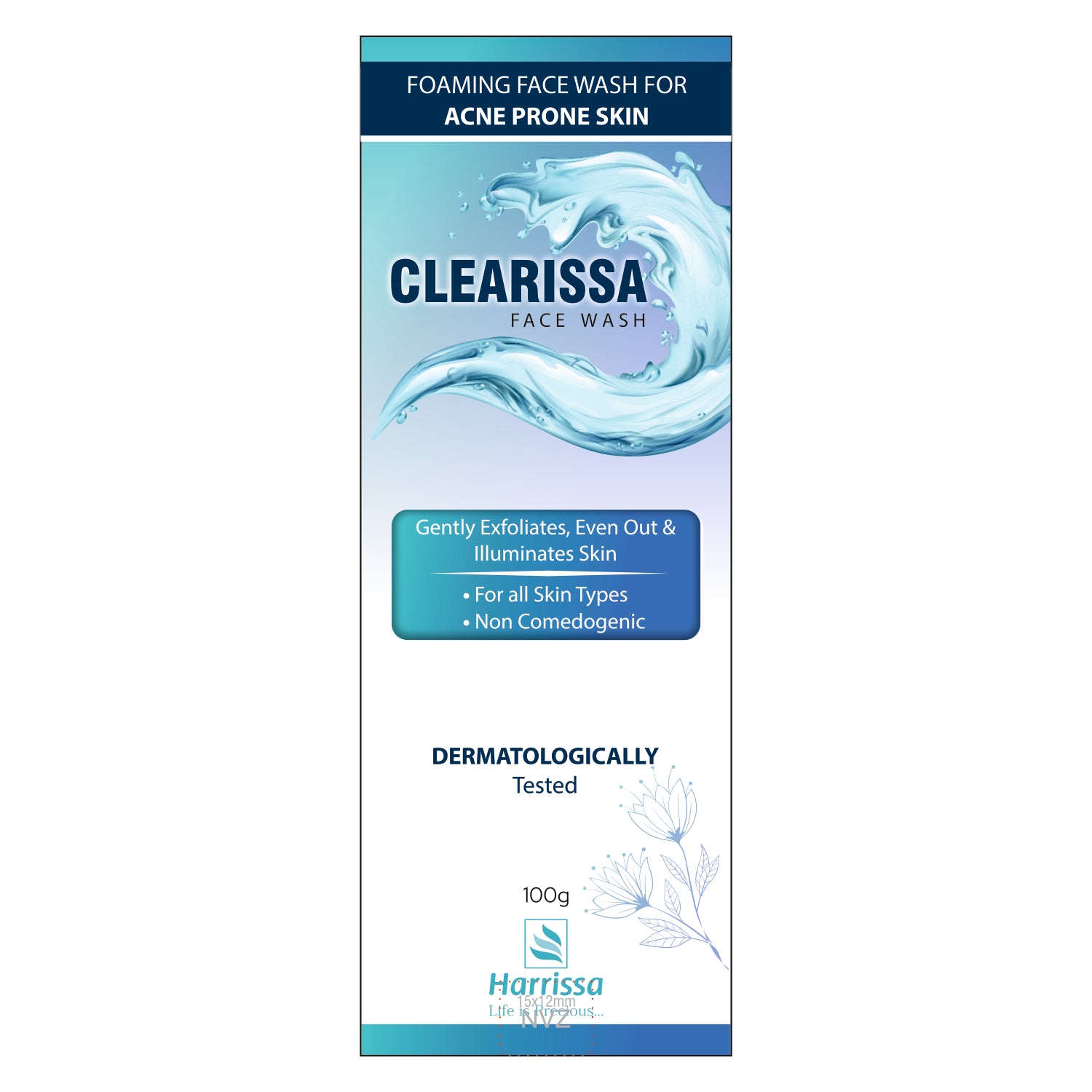 CLEARISSA Foaming Face Wash for Acne Prone Skin | Gentle Exfoliating Face Cleanser | 100g
