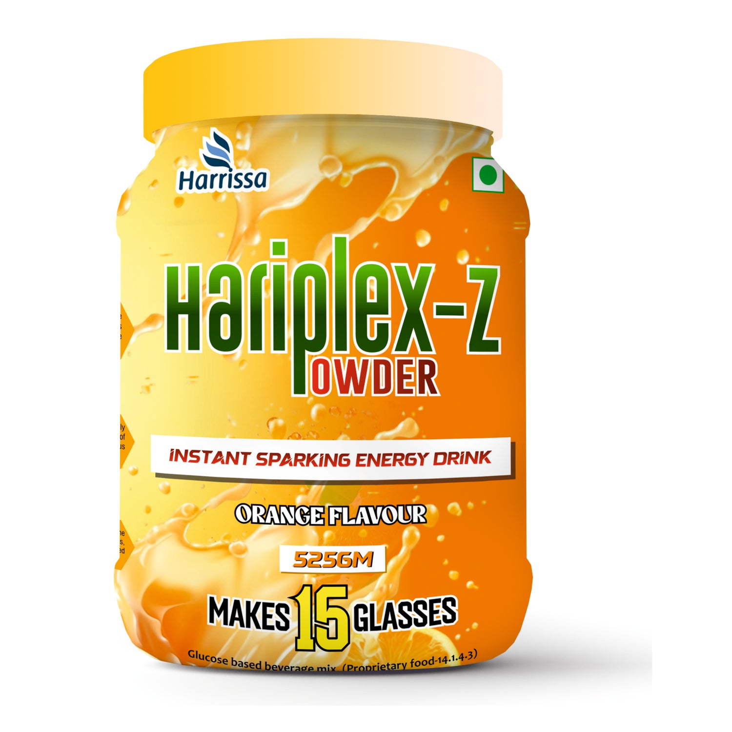 Buy Harissa Hairplex-Z Orange Flavour Energy Drink Powder 525g. Instant glucose beverage mix for quick energy, refreshing taste & hydration. Makes 15 glasses.