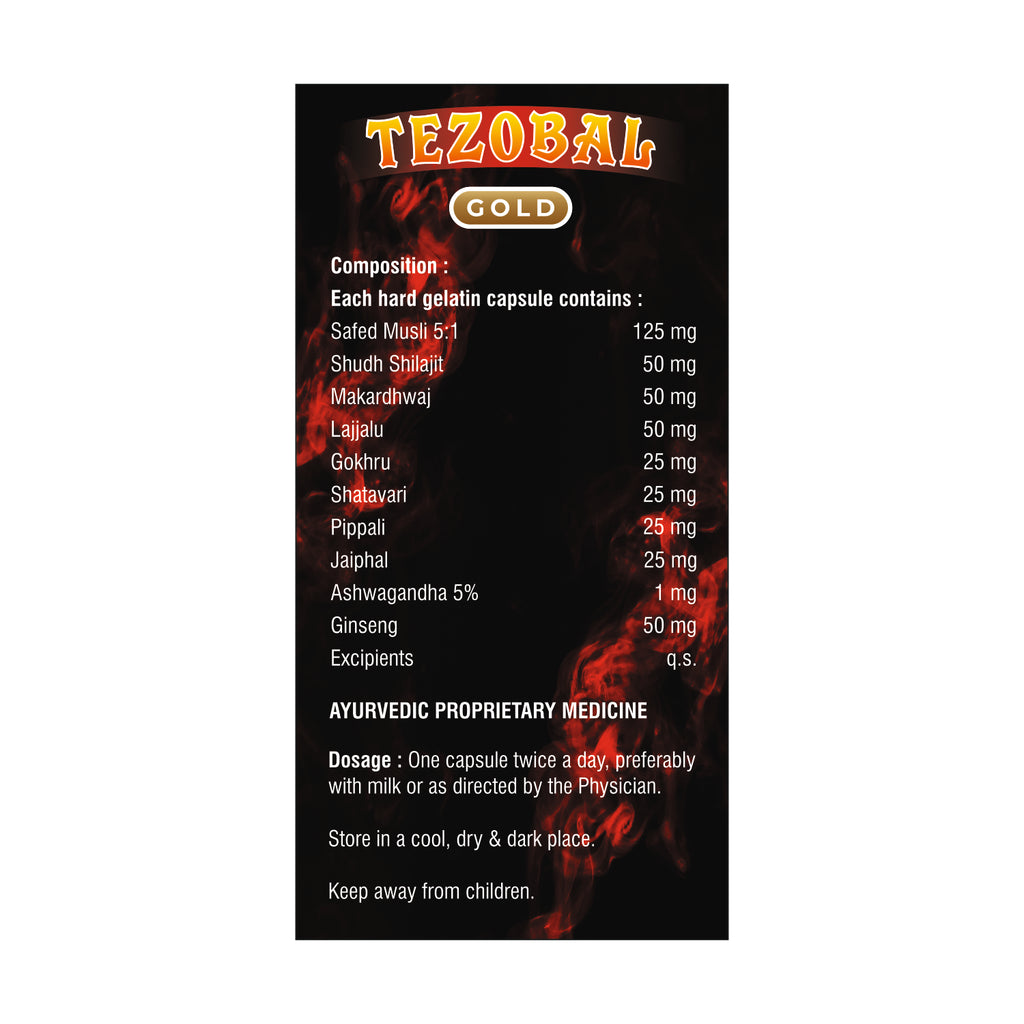 Tezobal Gold Shilajit Capsules | Energy & Stamina Booster | 30 Capsules