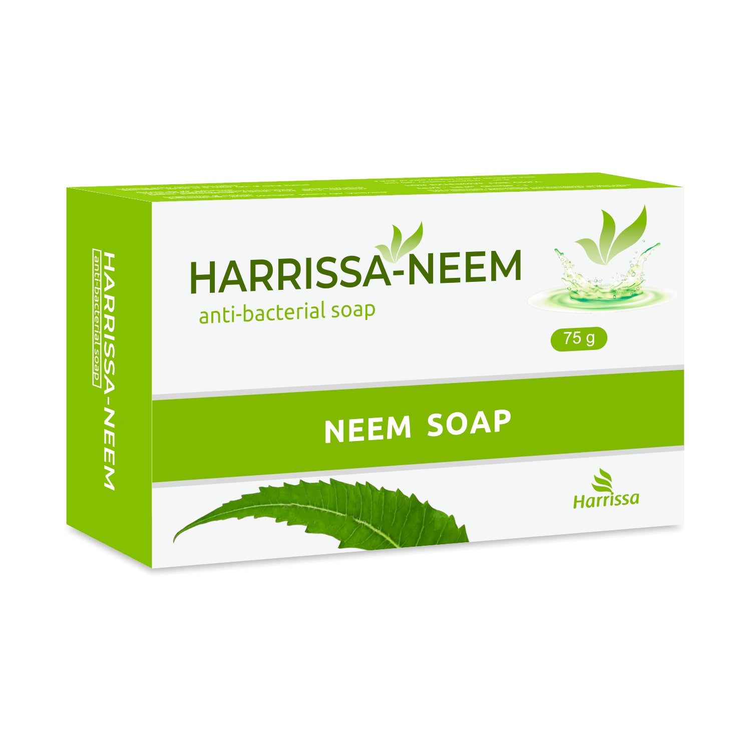 Harrissa Neem Anti-Bacterial Soap 75g | Natural Neem Bath Soap (5pc set)