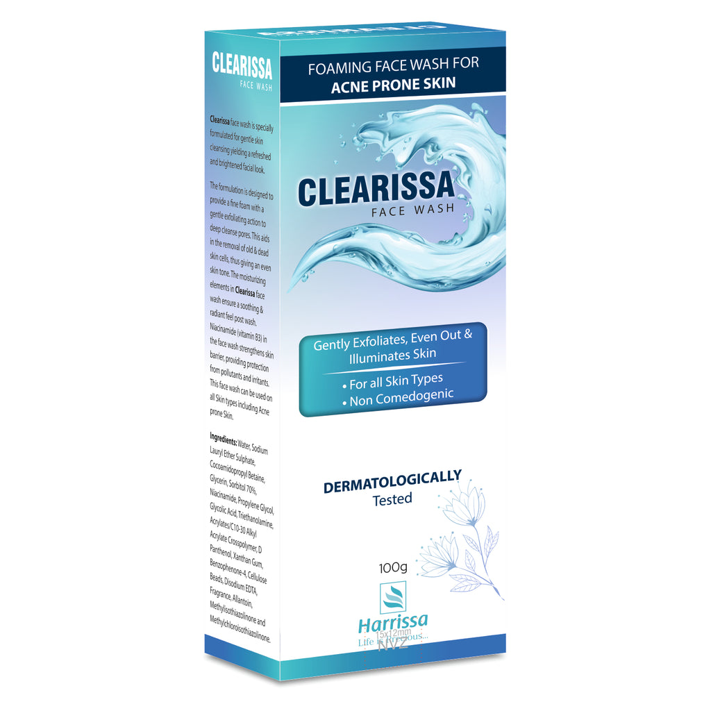 CLEARISSA Foaming Face Wash for Acne Prone Skin | Gentle Exfoliating Face Cleanser | 100g