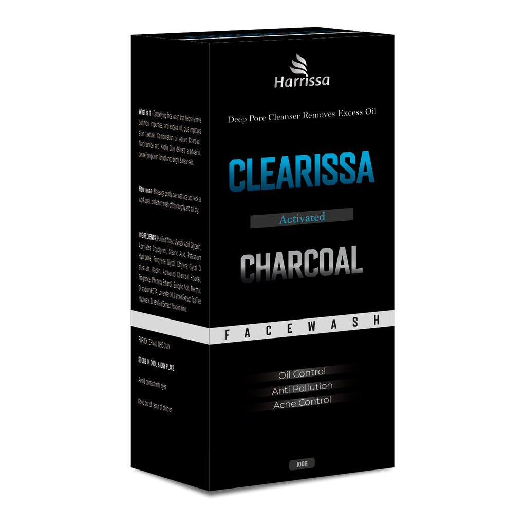 Clearissa Charcoal Face Wash 100g | Deep Cleansing & Oil Control Face Cleanser