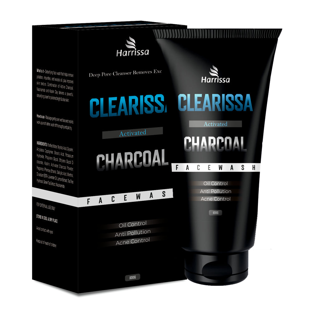 Clearissa Charcoal Face Wash 100g | Deep Cleansing & Oil Control Face Cleanser